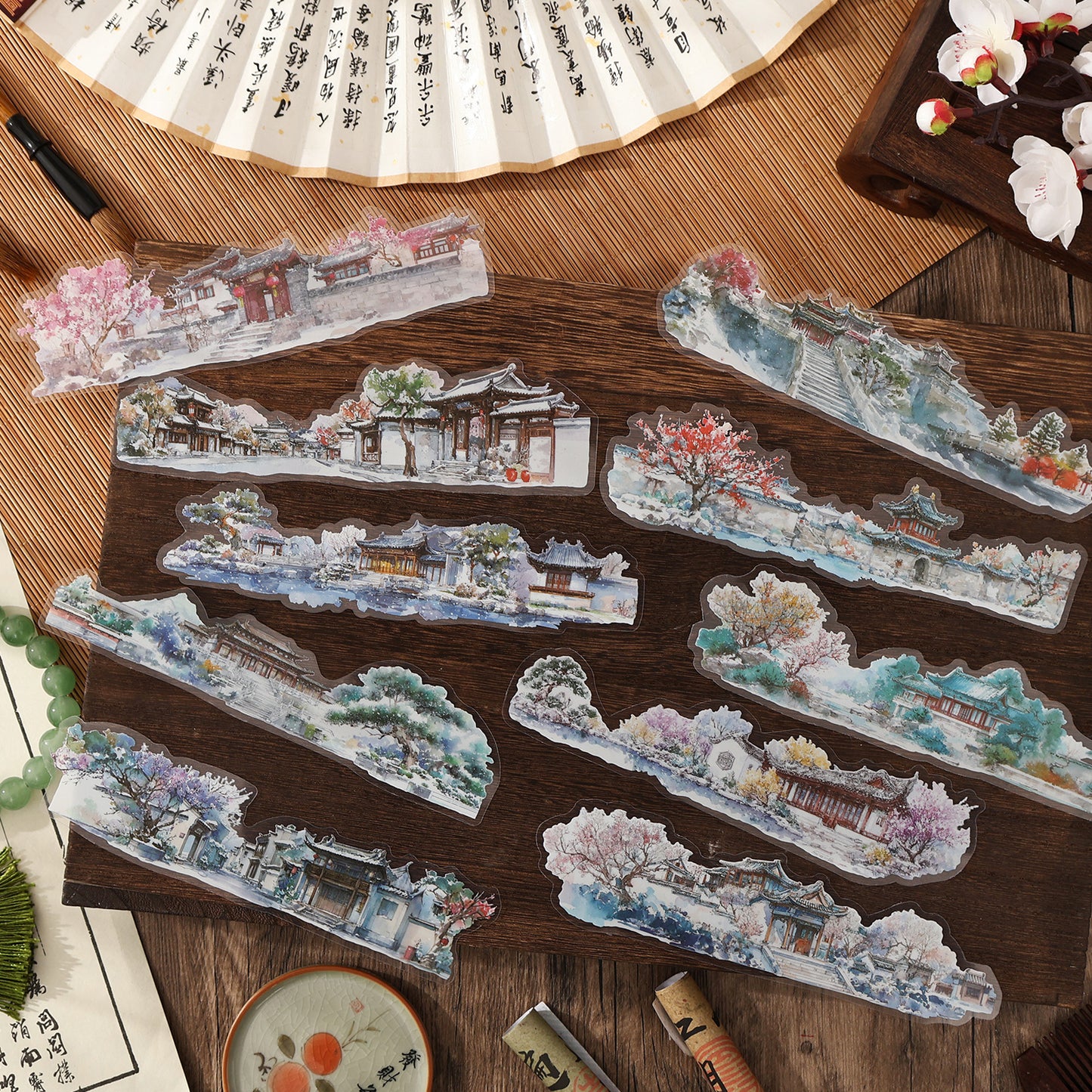 Ancient-style Courtyard Stickers 10pcs