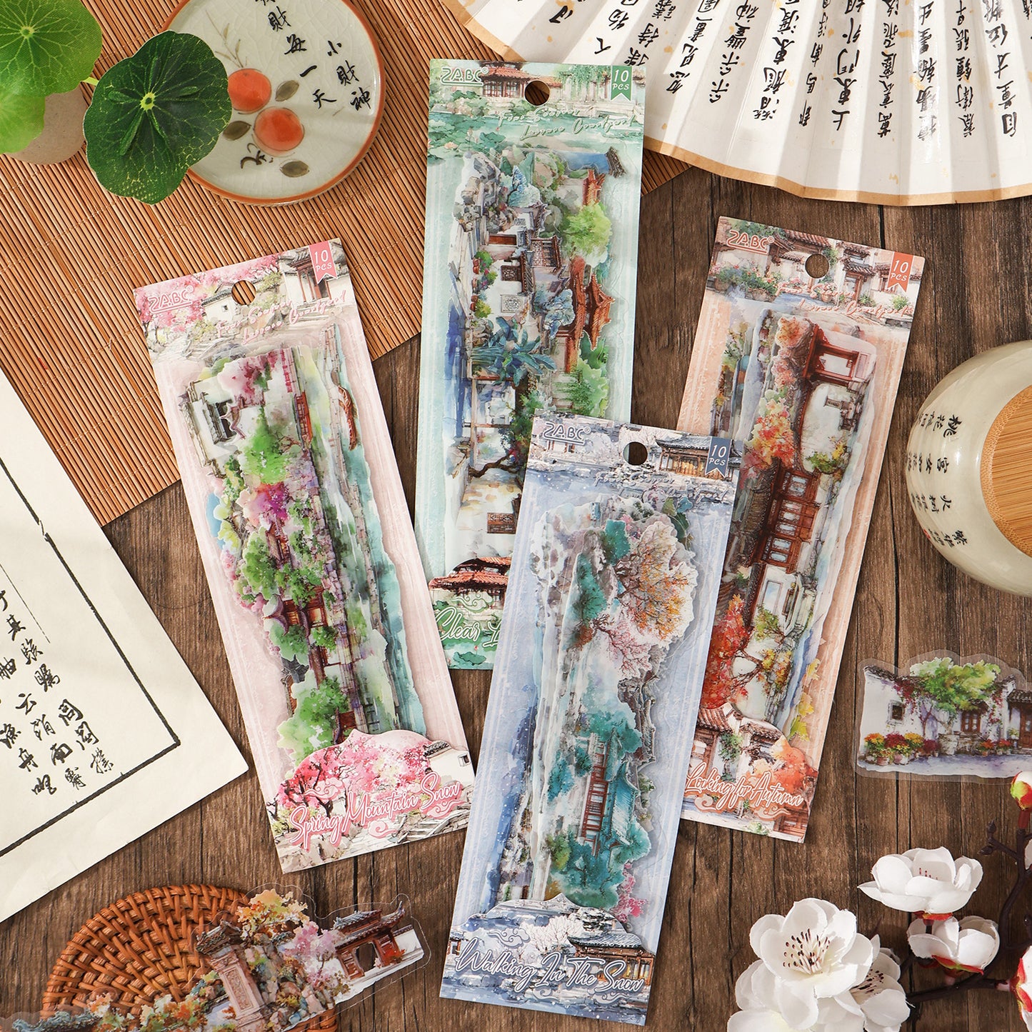 Ancient-style Courtyard Stickers 10pcs