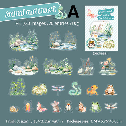 Animals and habitats Sticker 20pcs