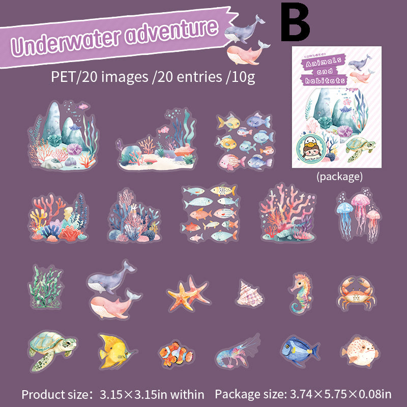 Animals and habitats Sticker 20pcs