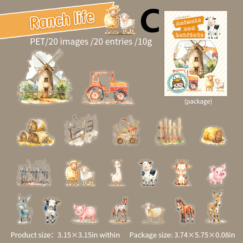 Animals and habitats Sticker 20pcs