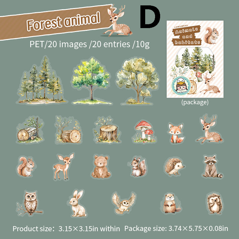 Animals and habitats Sticker 20pcs