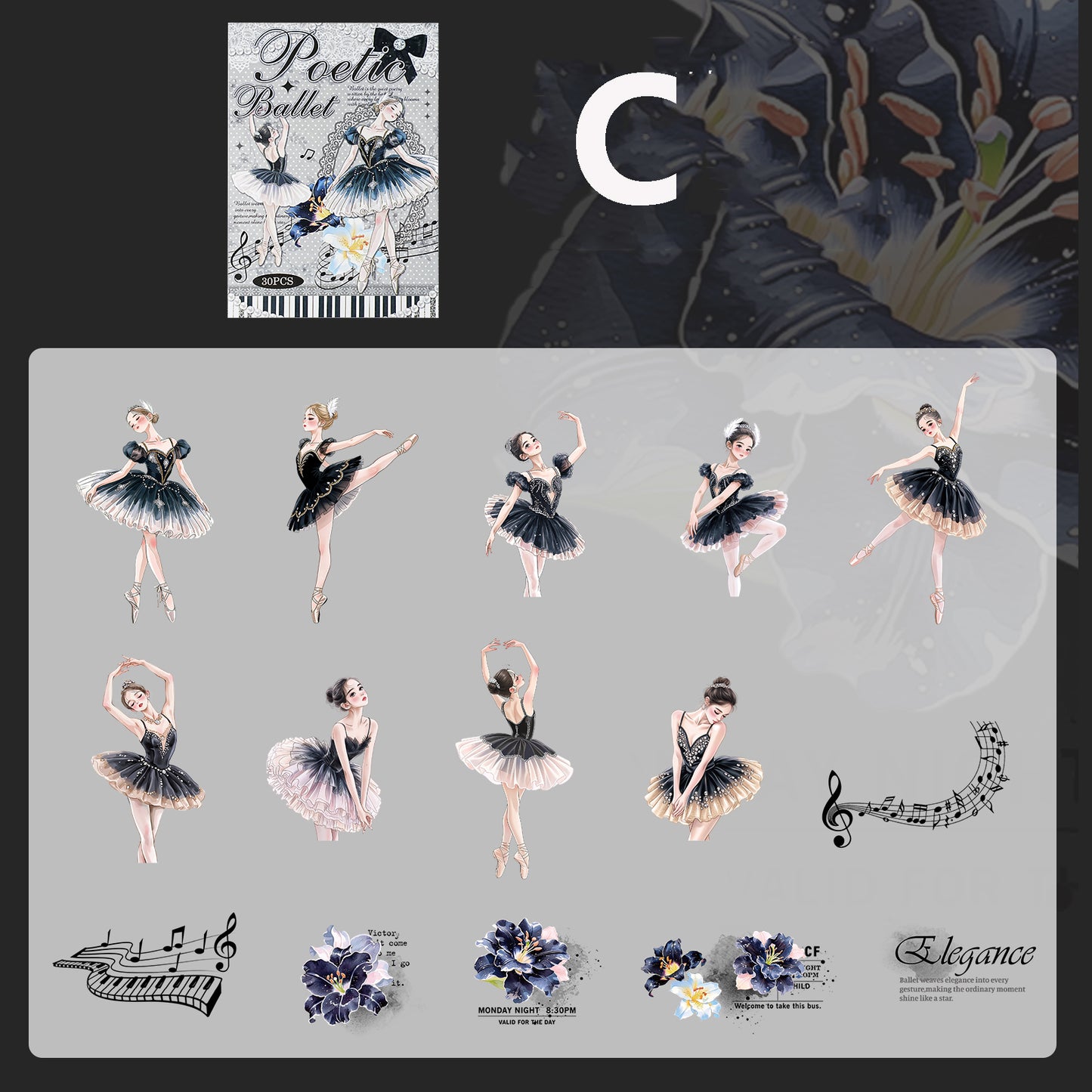 Ballet Monologue Series Sticker 30pcs