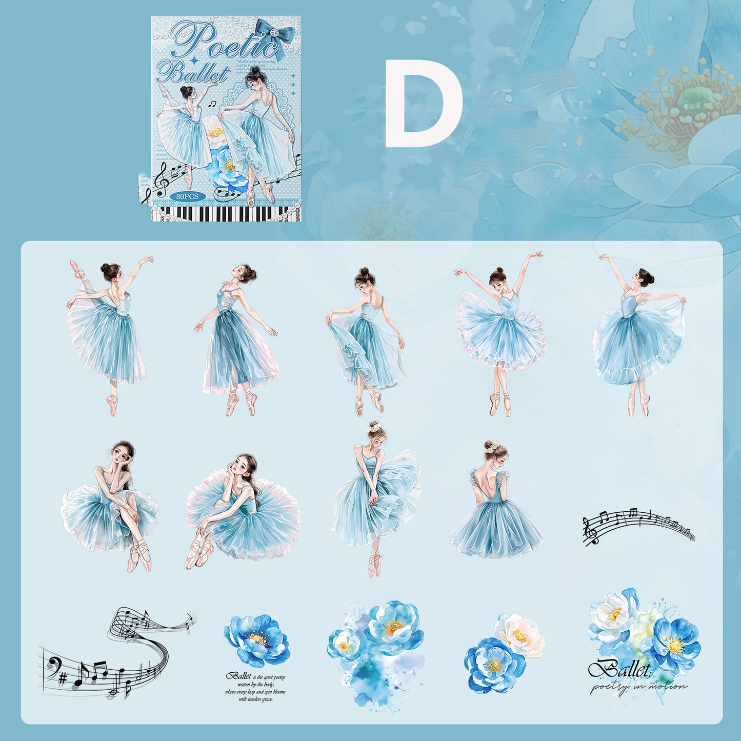Ballet Monologue Series Sticker 30pcs