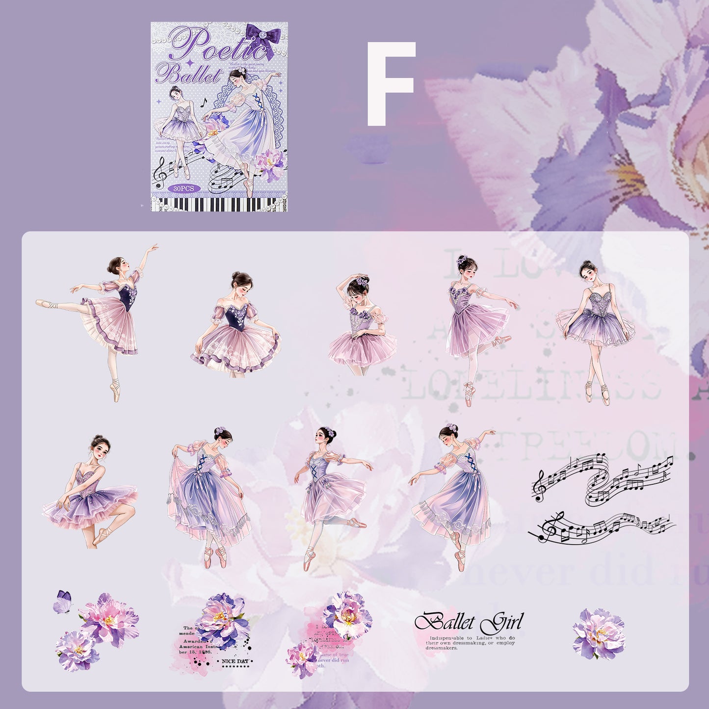 Ballet Monologue Series Sticker 30pcs