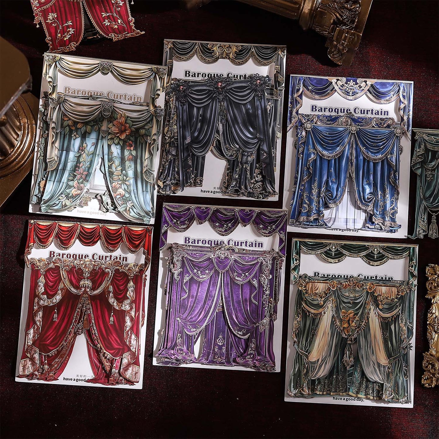 Baroque Hollow Curtain Hard Card 10pcs