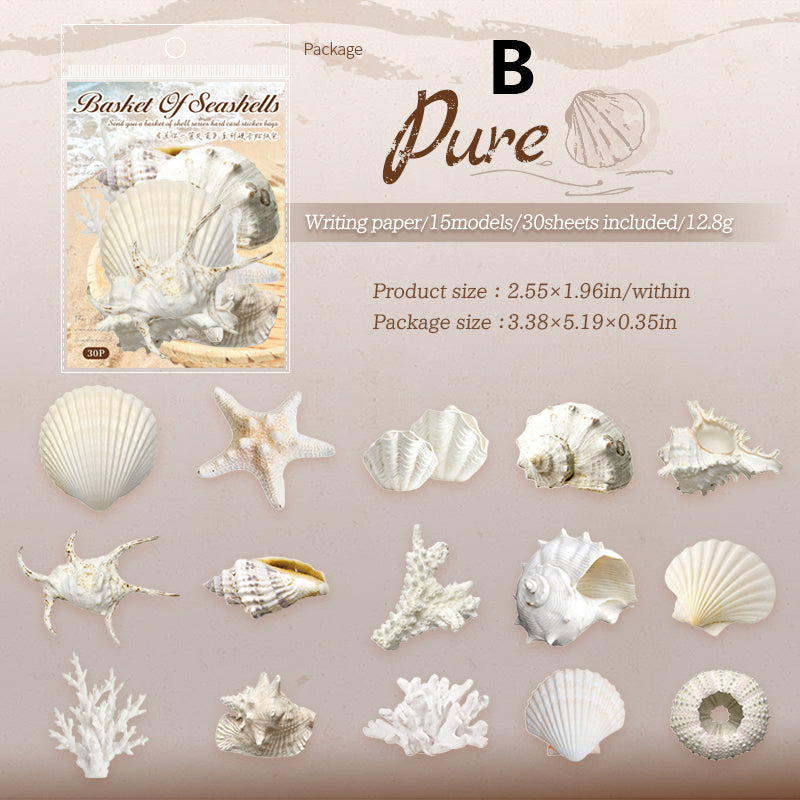 Basket Of Seashells Sticker 30pcs