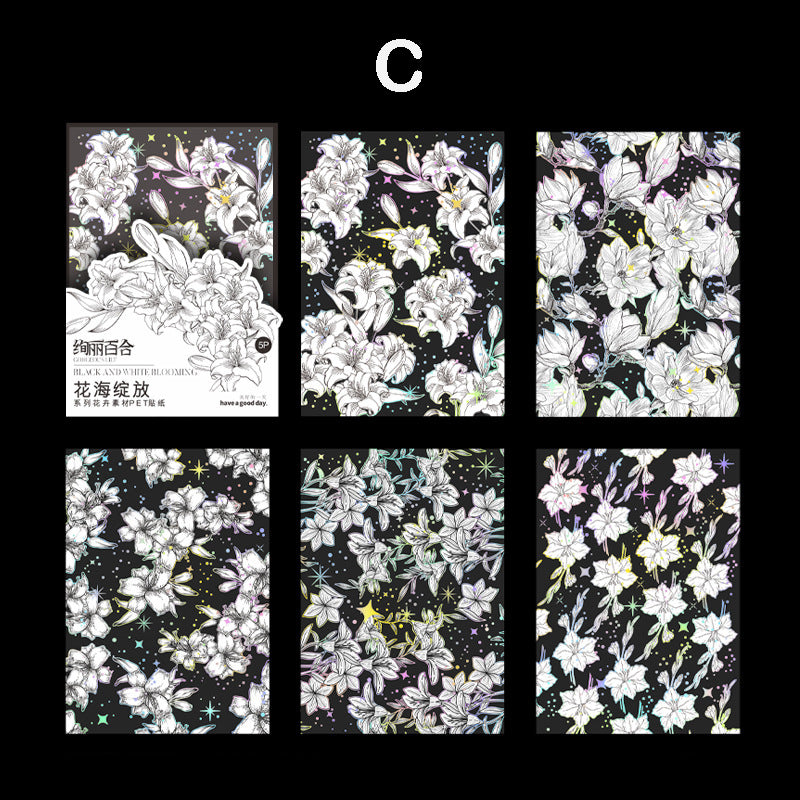 Black and White Blooming Stickers