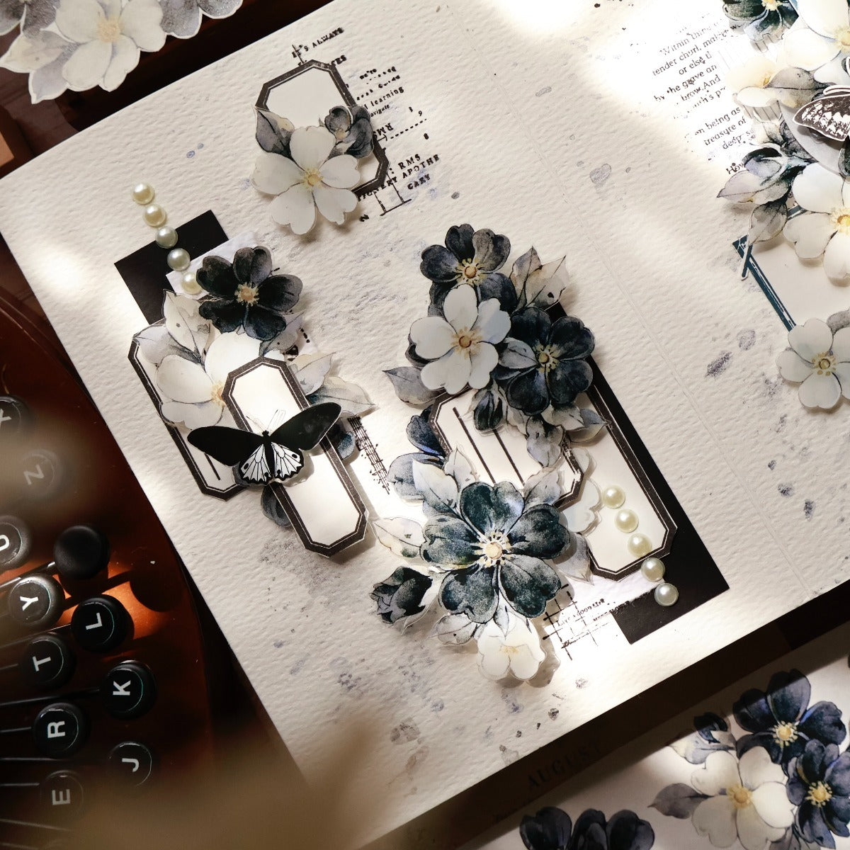 5.5cm*120cm Black and White Narrative Flower Tape