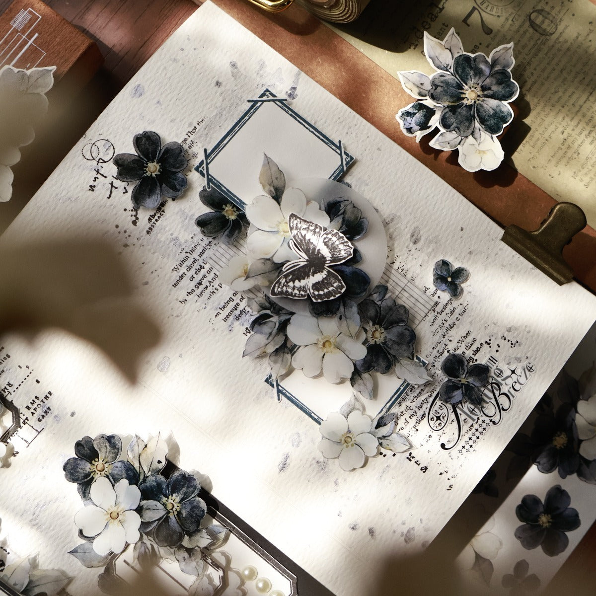 5.5cm*120cm Black and White Narrative Flower Tape