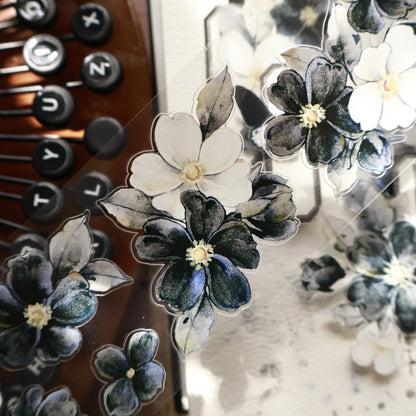 5.5cm*120cm Black and White Narrative Flower Tape