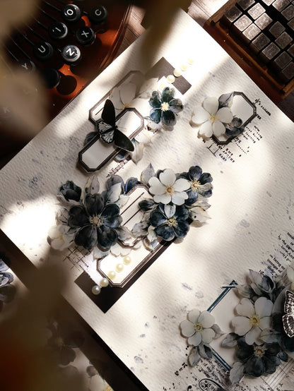 5.5cm*120cm Black and White Narrative Flower Tape