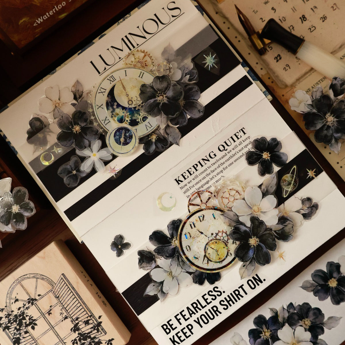 5.5cm*120cm Black and White Narrative Flower Tape