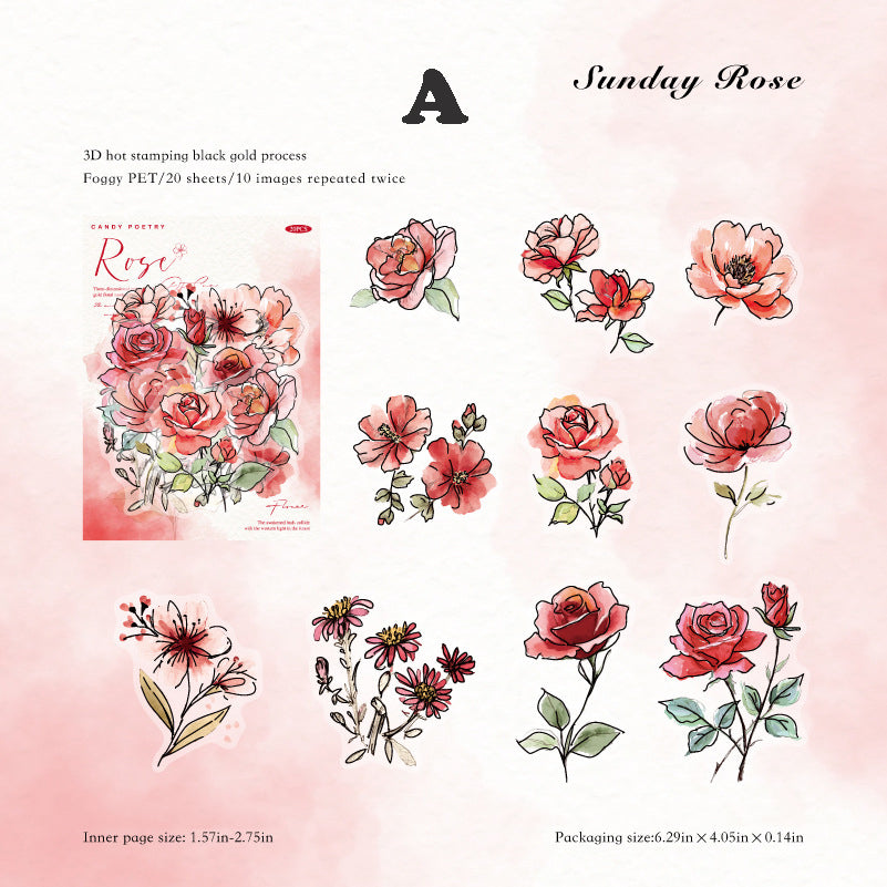 Blooming Flowers Like a Dream Sticker 20pcs