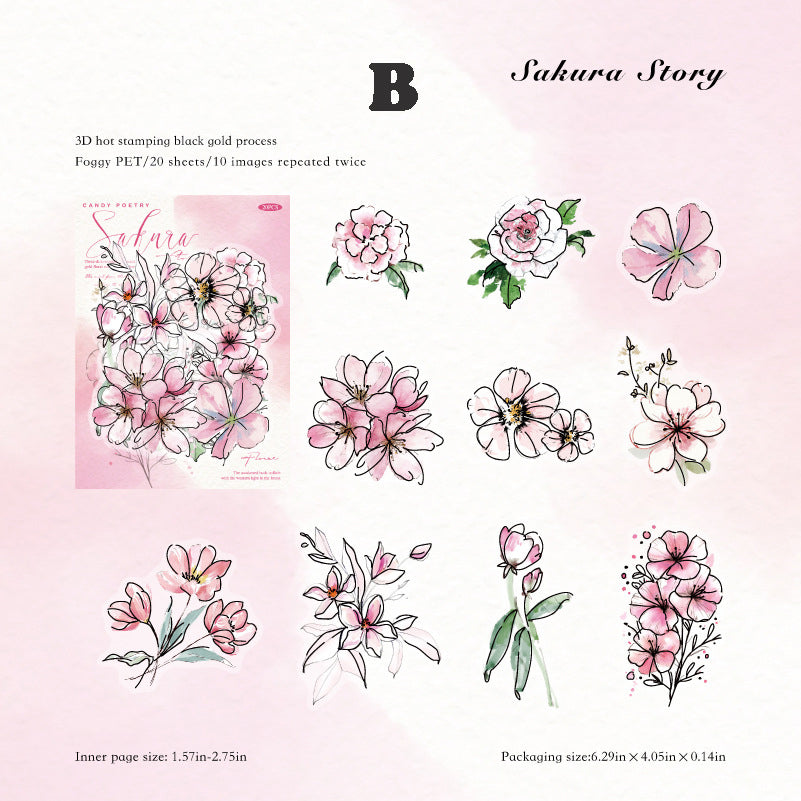Blooming Flowers Like a Dream Sticker 20pcs