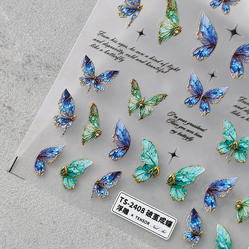Embossed Mini Sticker Embossed Blue Butterflie Mini Stickers – Estarcase