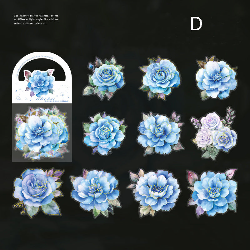 Blue Love Flower Stickers 10pcs