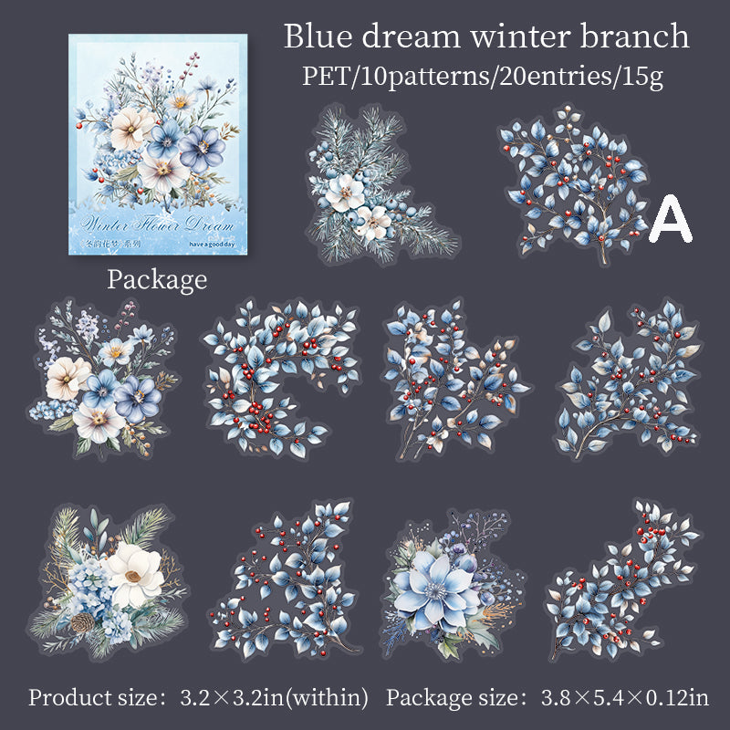 Winter Flower Dream Sticker 20pcs