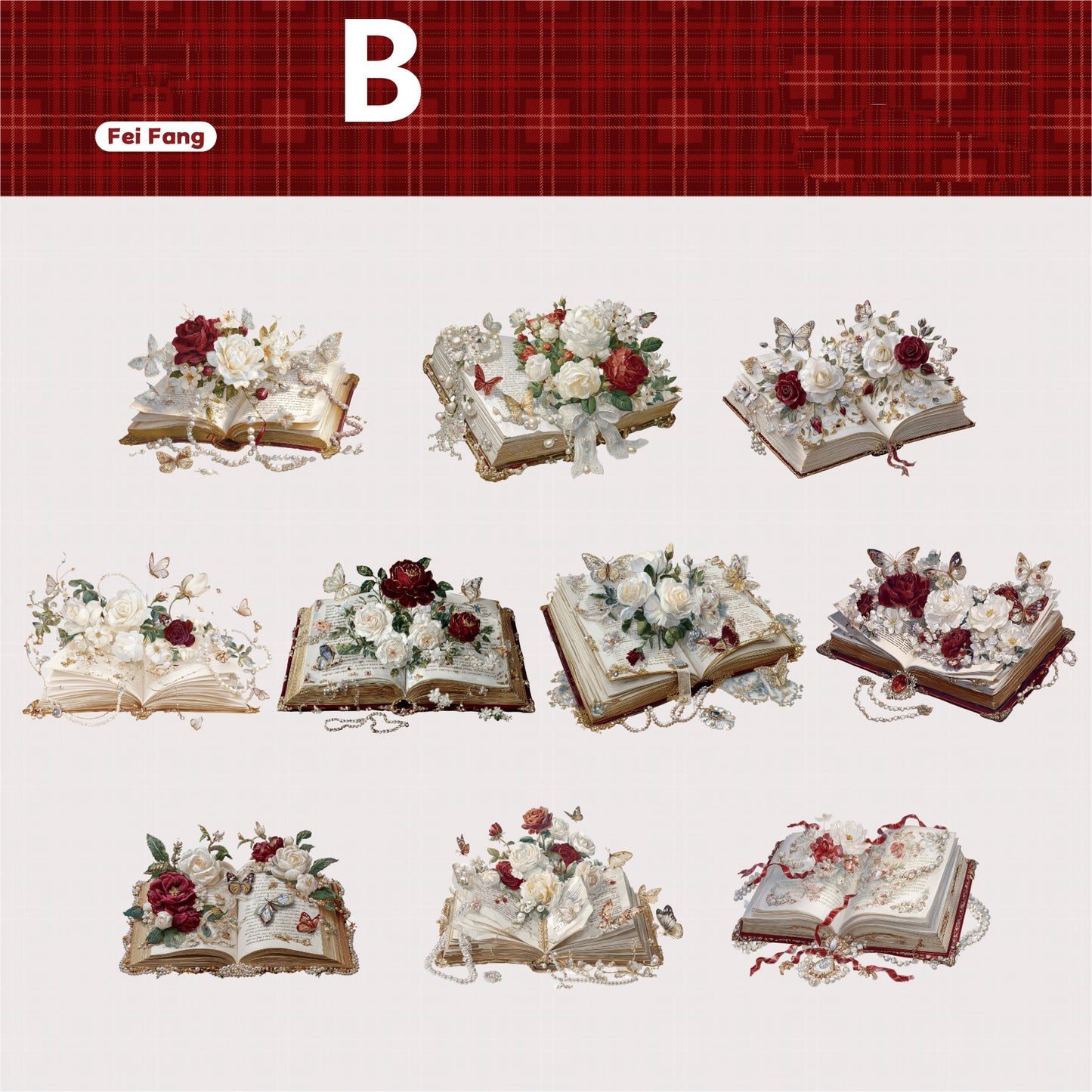 Book-themed Sticker 20pcs