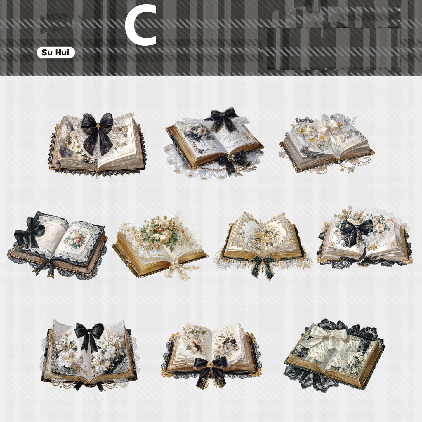 Book-themed Sticker 20pcs