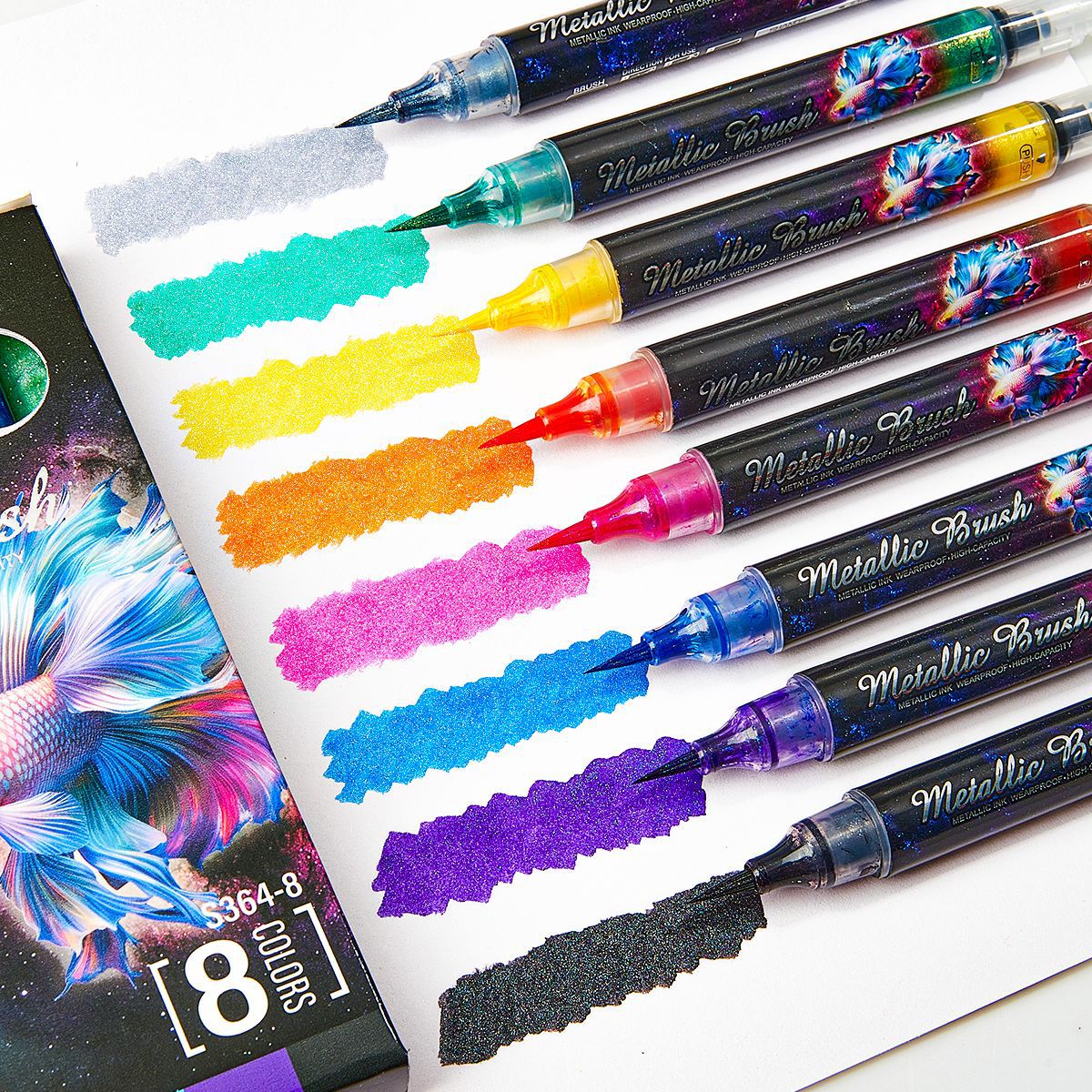 Bright Metallic Glitter Ink Brush 8 color 1 set