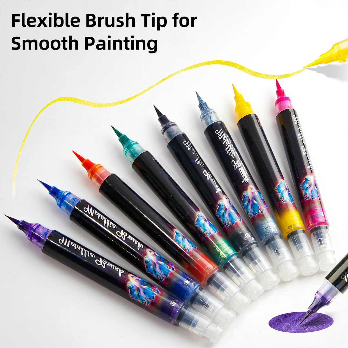 Bright Metallic Glitter Ink Brush 8 color 1 set