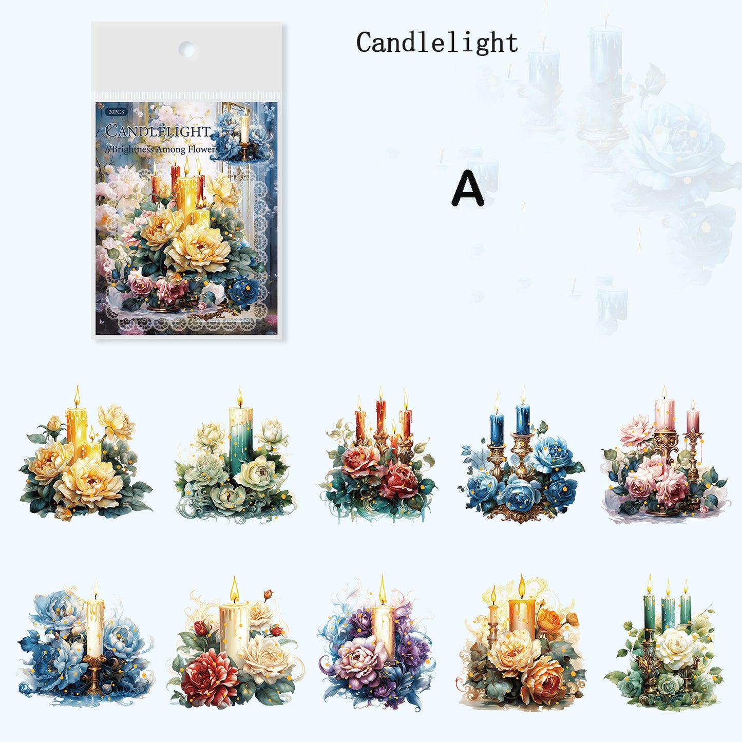 Brightness Among Flowers Stickers 20pcs