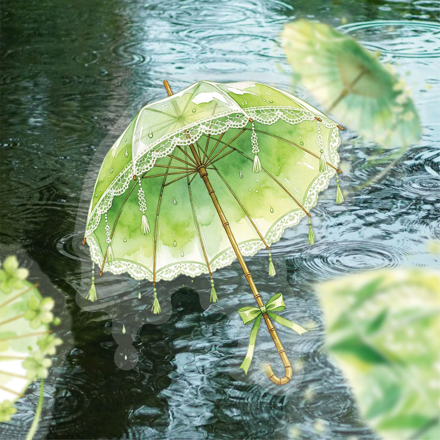 Broken Rain Cloud Umbrella Sticker 20pcs