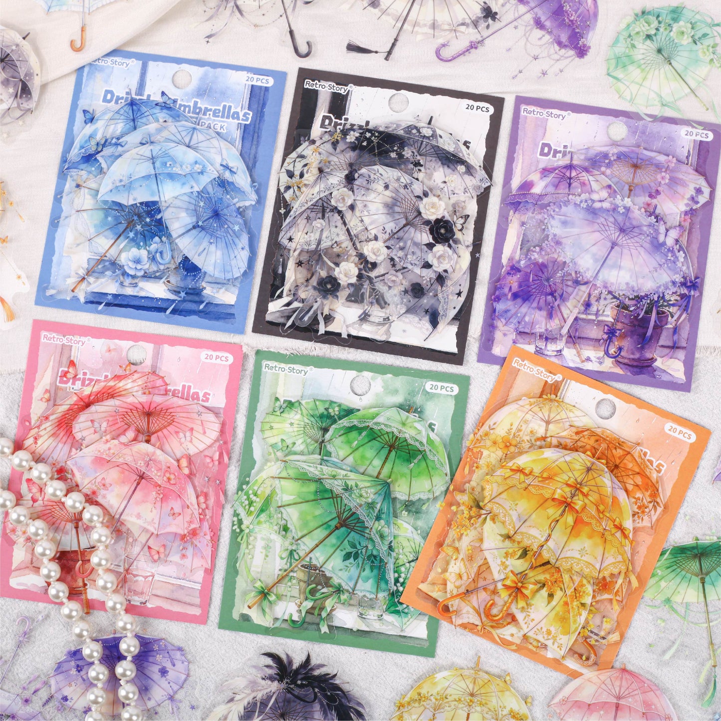 Broken Rain Cloud Umbrella Sticker 20pcs