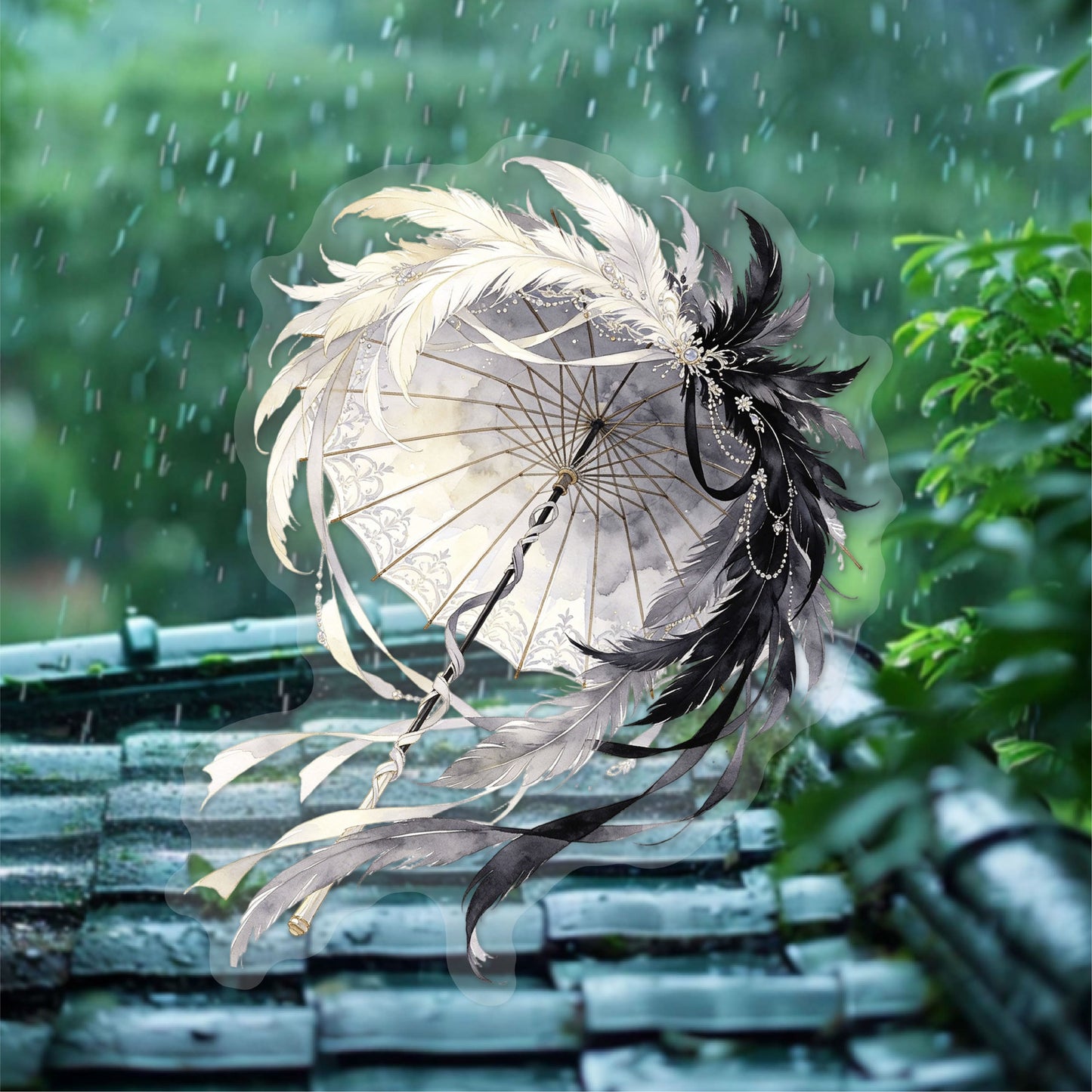 Broken Rain Cloud Umbrella Sticker 20pcs