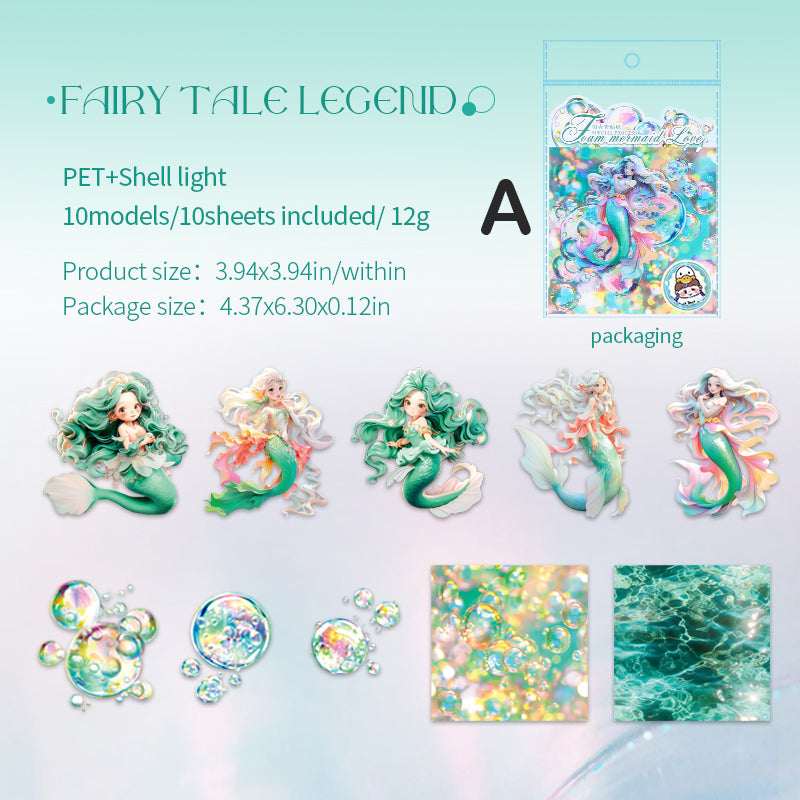 Bubble Mermaid Sticker 10pcs