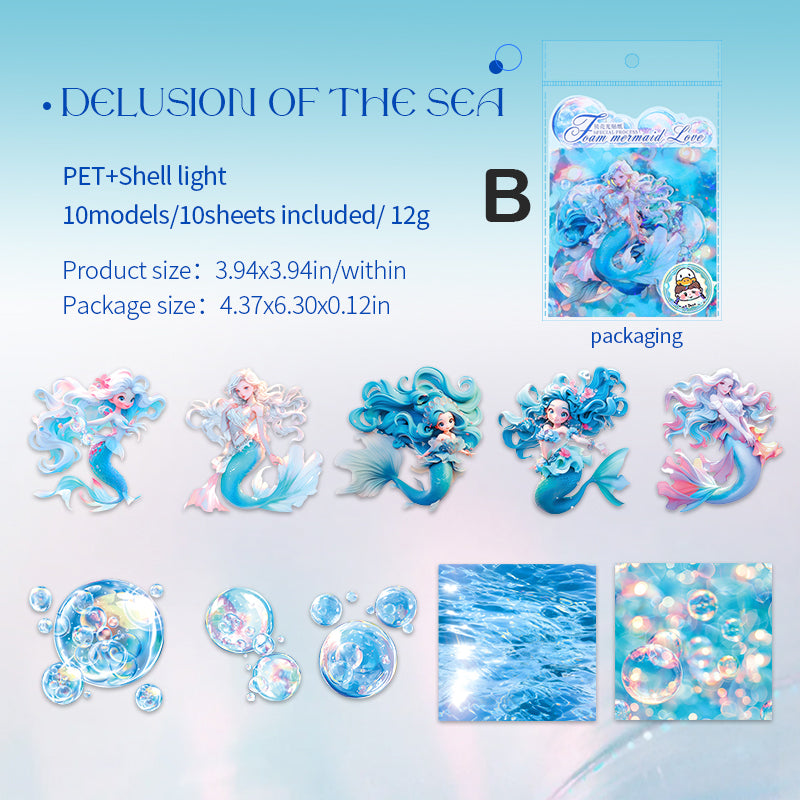 Bubble Mermaid Sticker 10pcs