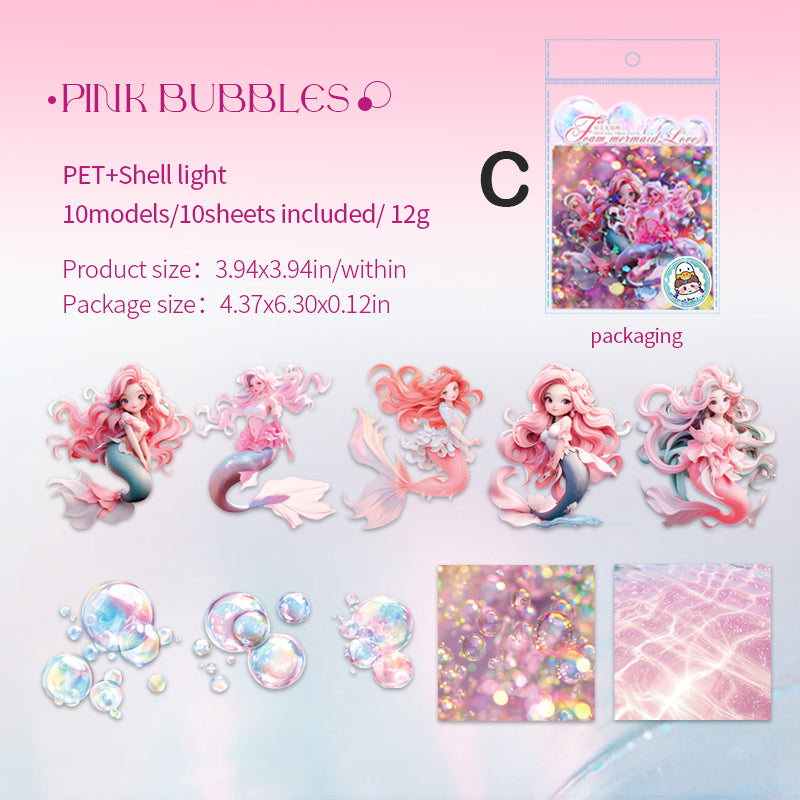 Bubble Mermaid Sticker 10pcs