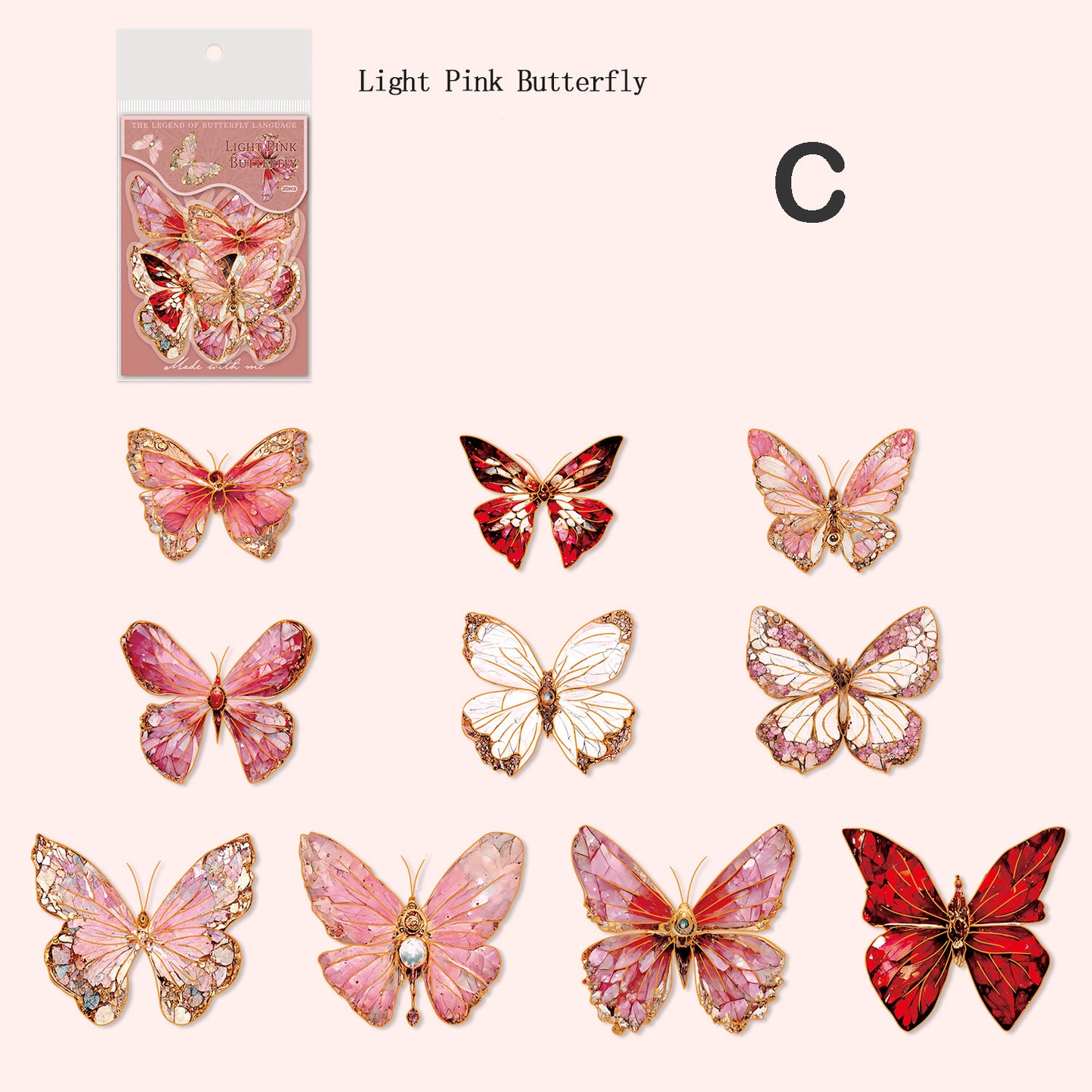 Butterfly Language Stickers 20pcs