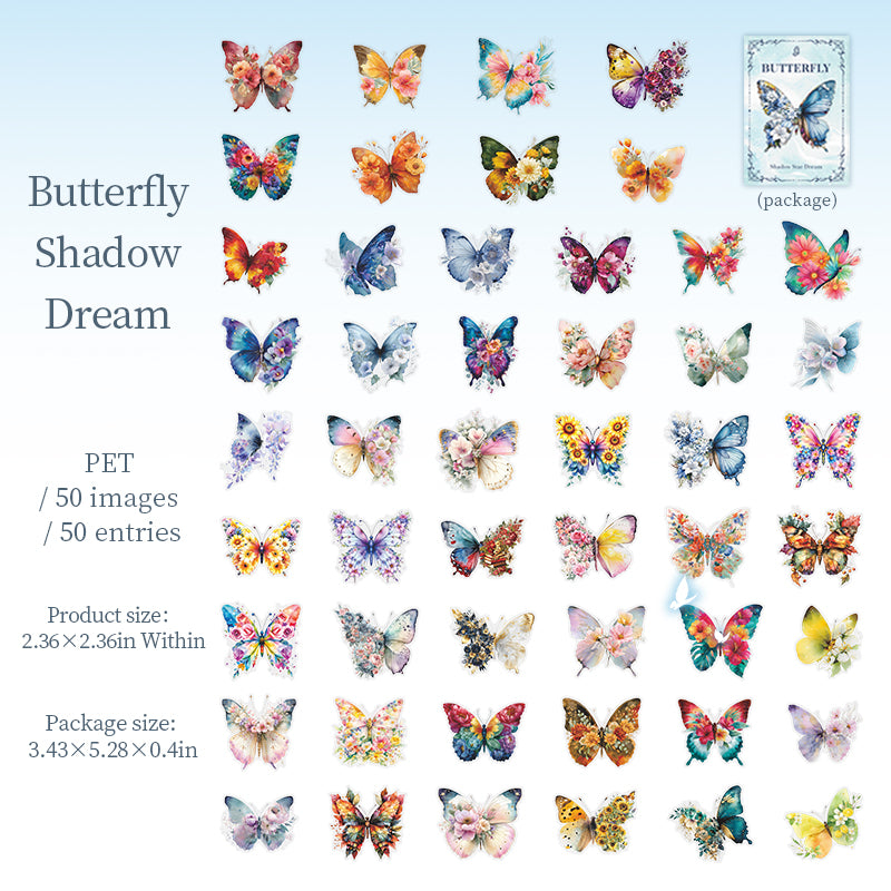 Butterfly Shadow Star Dream Sticker 50pcs