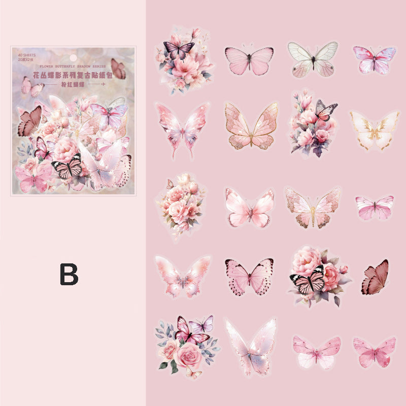 Butterfly Shadow Stickers 40pcs