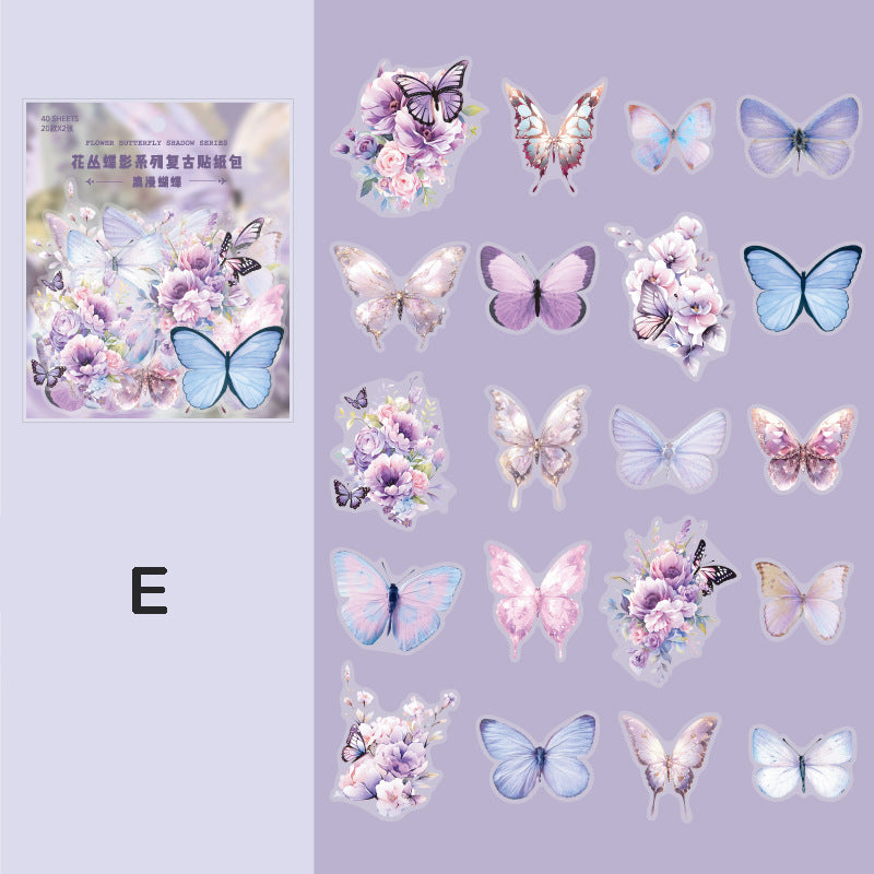 Butterfly Shadow Stickers 40pcs