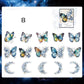 Butterfly of the Stars and Moom Stickers 30pcs