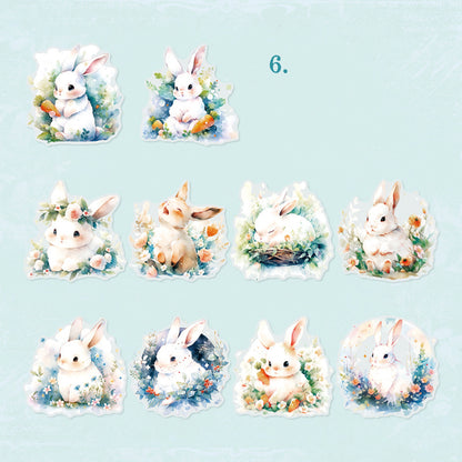 Cat and Rabbit Stickers 10pcs