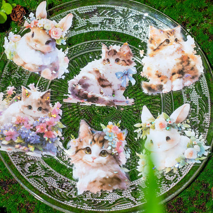 Cat and Rabbit Stickers 10pcs