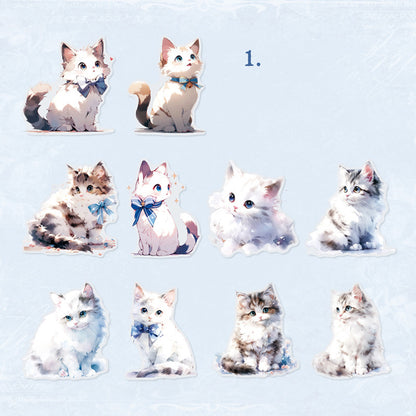 Cat and Rabbit Stickers 10pcs