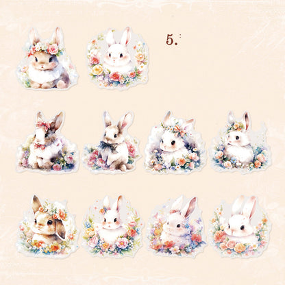 Cat and Rabbit Stickers 10pcs