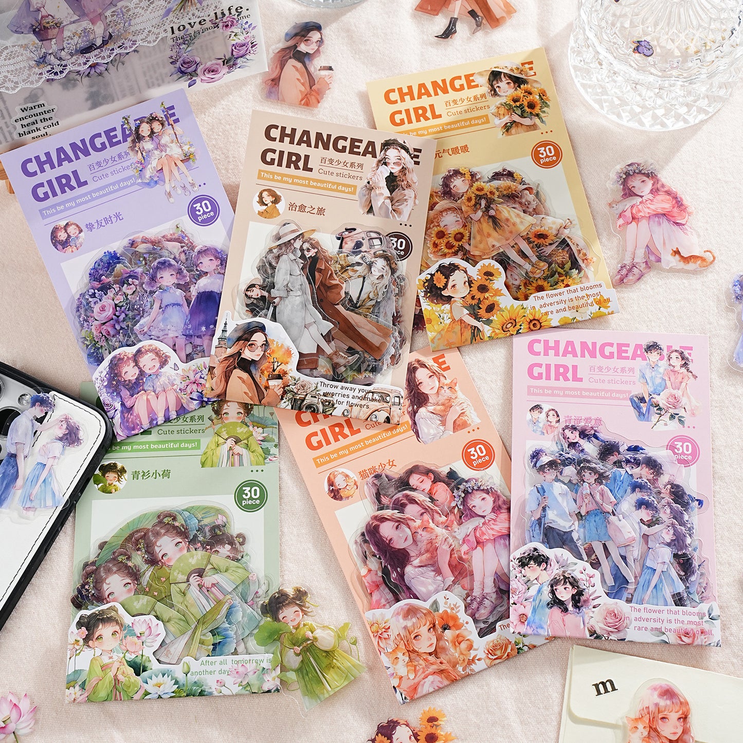 Changeable Girl Sticker 30pcs