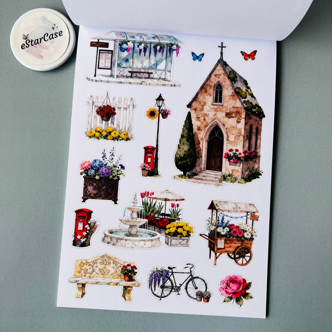 Charming Town Sticker Book