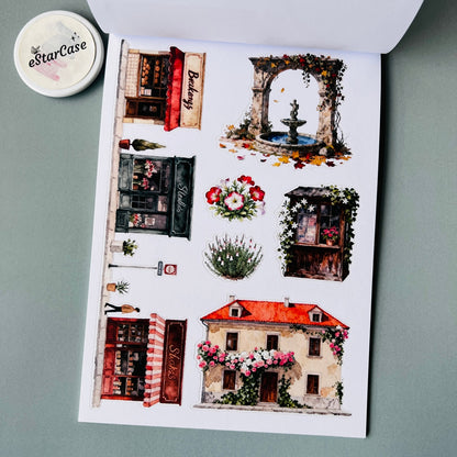 Charming Town Sticker Book