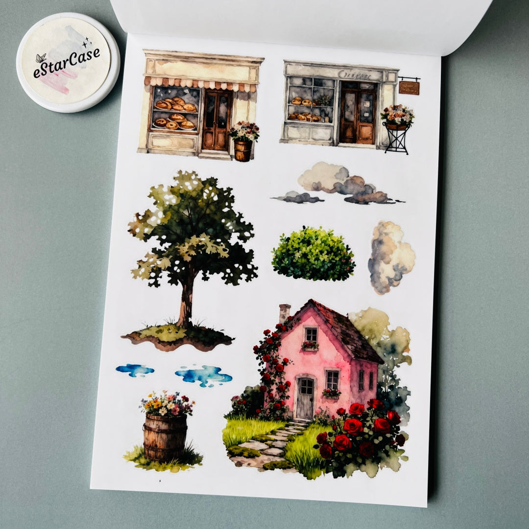 Charming Town Sticker Book