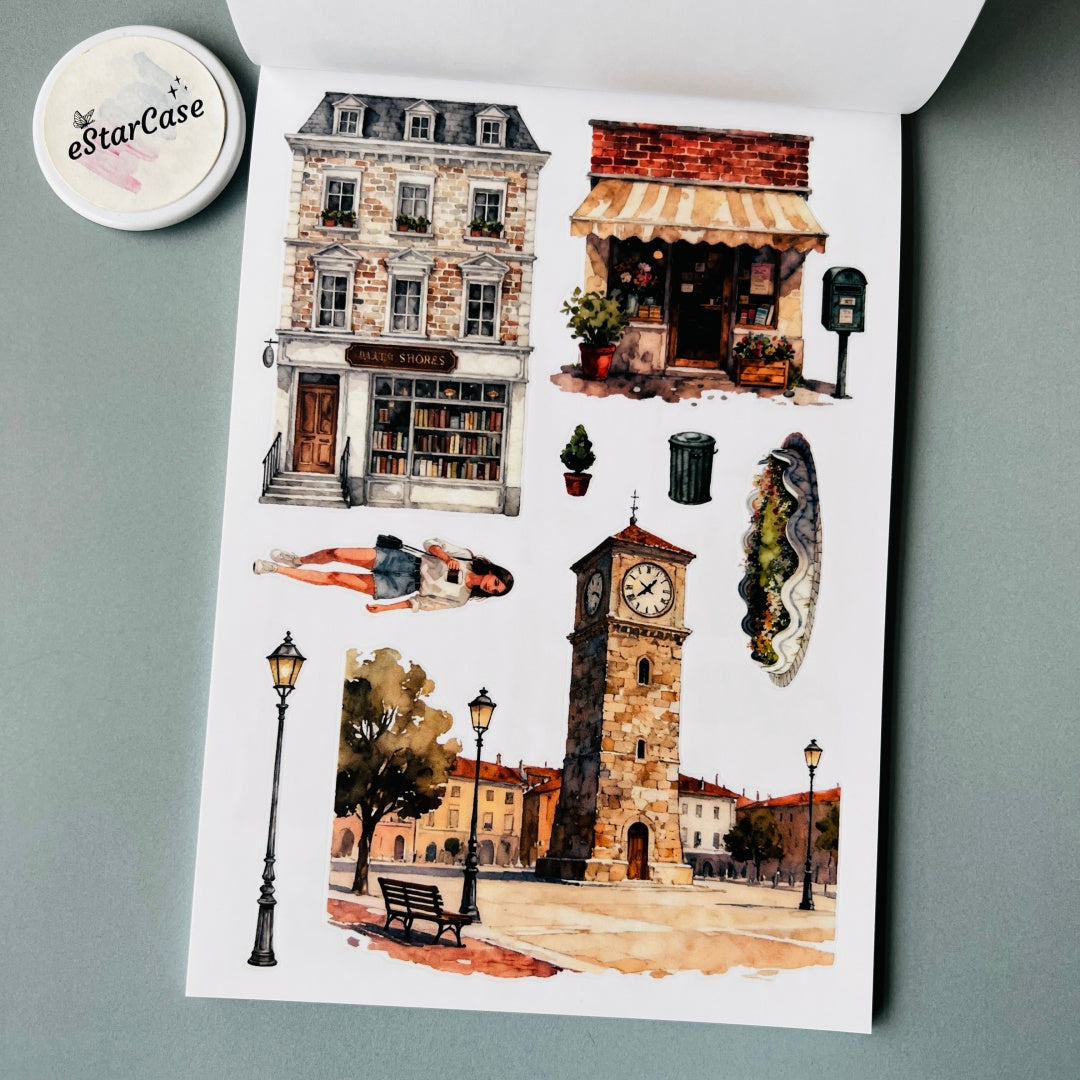 Charming Town Sticker Book