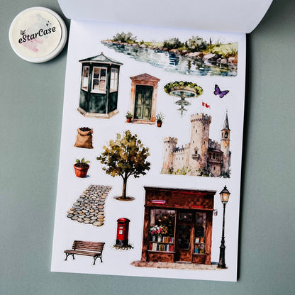 Charming Town Sticker Book