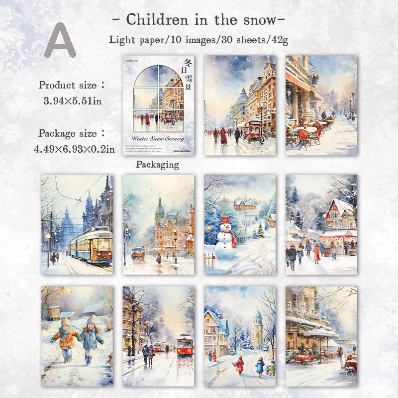 Winter Snow Scene Paper 30pcs