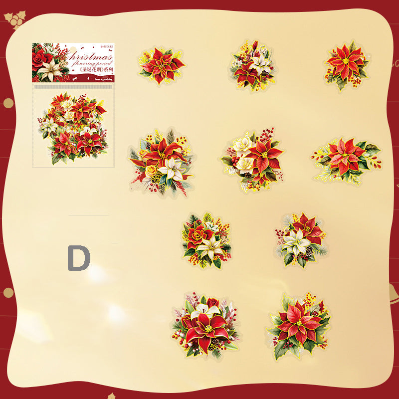 Christmas Flower Stickers 10pcs